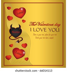 Heart Card, Background gold vector template