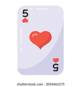 Una tarjeta cardíaca que indica el as del juego cardíaco en un icono plano