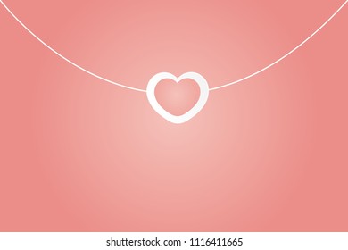 heart card envelope with design paper cut art on pastel pink background