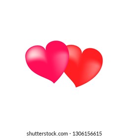 Heart of card isolated. Red sign on white background. Romantic silhouette symbol linked, join, love, passion and wedding. Colorful mark of valentine day, card. Design element. Vector illustration