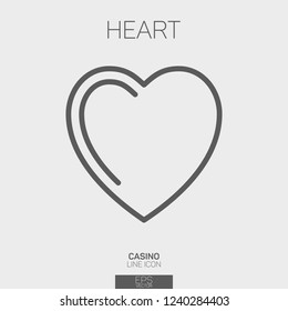Heart card suit line icon