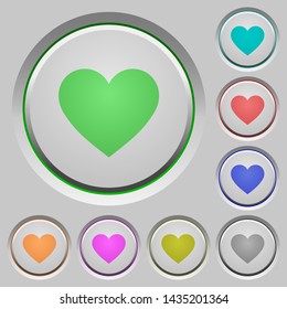 Heart card symbol color icons on sunk push buttons