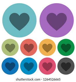 Heart card symbol darker flat icons on color round background