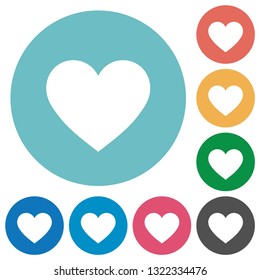 Heart card symbol flat white icons on round color backgrounds