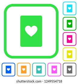 Heart card symbol vivid colored flat icons in curved borders on white background