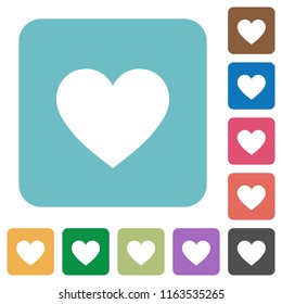 Heart card symbol white flat icons on color rounded square backgrounds