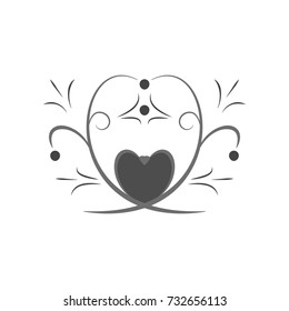 Heart card of twig. Sign on white background. Romantic symbol linked, join, love, passion. Template for t shirt, apparel, card, poster. Design element of valentine day. Vector illustration