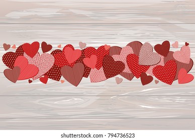 Heart. Card for Valentine's Day. Empty space for your advertising or inscriptions. Vector illustration on wooden background