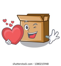 With heart cardboard isolated with in the mascot