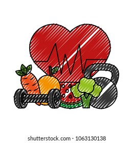 heart cardio with fruits