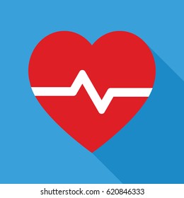 Heart cardio icon in flat design