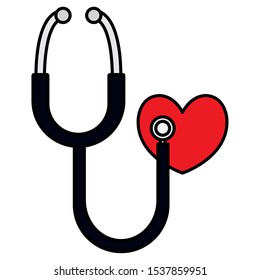 heart cardio with stethoscope vector illustration design