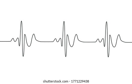 Diseño minimalista de dibujo de una línea continua cardiograma aislado en fondo blanco