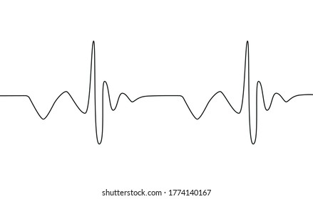 Heart Cardiogram Continuous One Line Drawing Stock Vector (Royalty Free ...