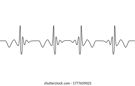 Heart cardiogram continuous one line drawing minimalism design isolated on white background