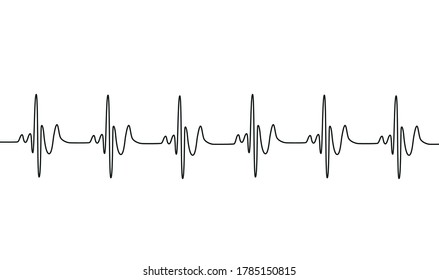 Heart cardiogram continuous one line drawing minimalism design isolated on white background