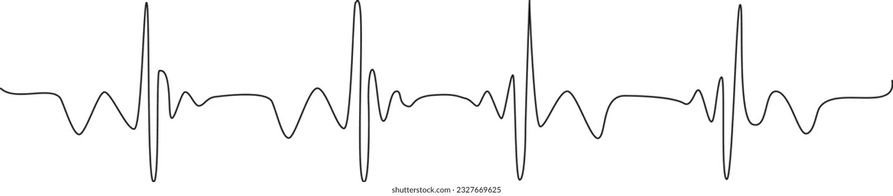 Heart cardiogram continuous one line drawing minimalism design. Vector illustration