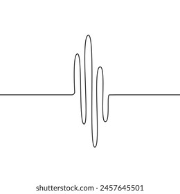 Heart cardiogram continuous one line drawing minimalism design isolated on white. Vector illustration eps 10
