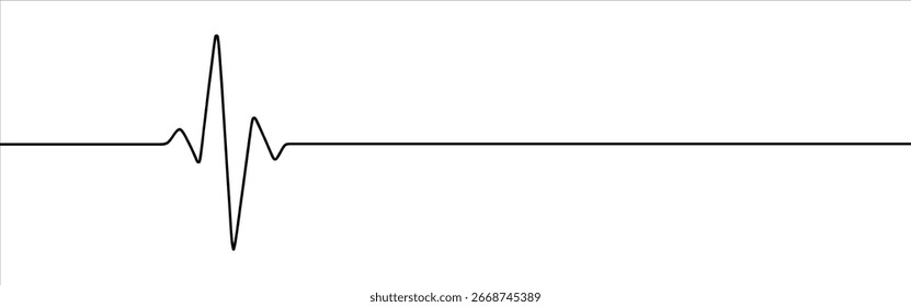 Heart cardiogram continuous one line drawing. Heart rate pulse.