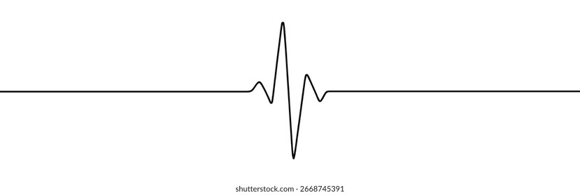 Heart cardiogram continuous one line drawing. Heart rate pulse.