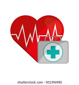 heart cardiogram and first aid kit icon
