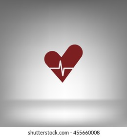 The heart and cardiogram flat sock vector icon