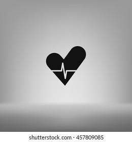 The heart and cardiogram flat sock vector icon