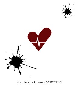 The heart and cardiogram flat sock vector icon