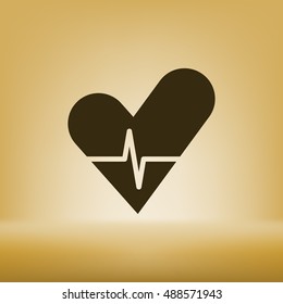 The heart and cardiogram flat sock vector icon