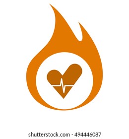 The heart and cardiogram flat sock vector icon