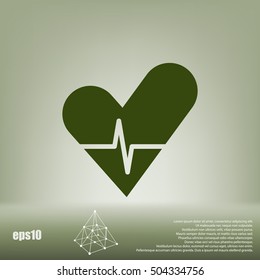 The heart and cardiogram flat sock vector icon