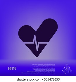 The heart and cardiogram flat sock vector icon