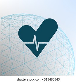 The heart and cardiogram flat sock vector icon