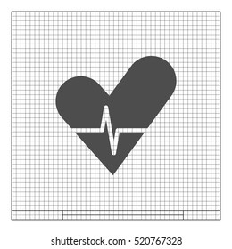 The heart and cardiogram flat sock vector icon