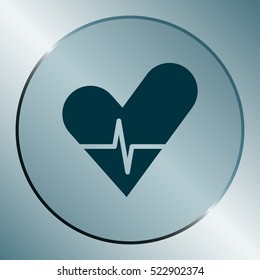 The heart and cardiogram flat sock vector icon
