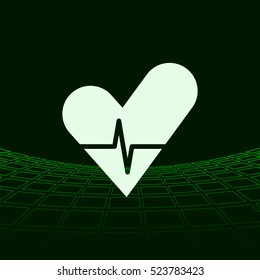 The heart and cardiogram flat sock vector icon