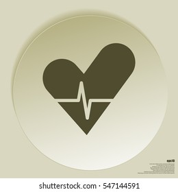 The heart and cardiogram flat sock vector icon