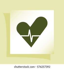 The heart and cardiogram flat sock vector icon