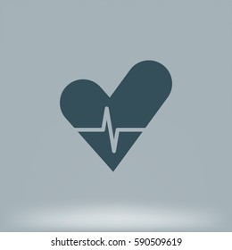 The heart and cardiogram flat sock vector icon