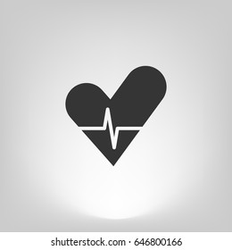 The heart and cardiogram flat sock vector icon