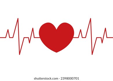 Heart and cardiogram. Heartbeat flat vector illustration.