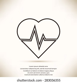 The heart and cardiogram icon