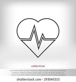 The heart and cardiogram icon