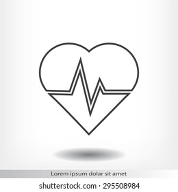 The heart and cardiogram icon