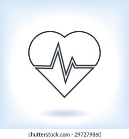 The heart and cardiogram icon