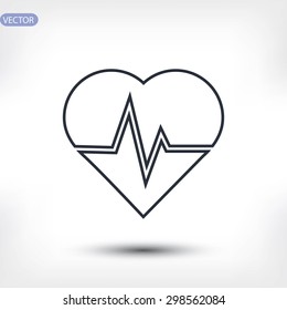 The heart and cardiogram icon