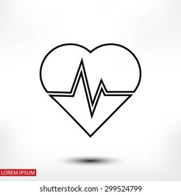 The heart and cardiogram icon
