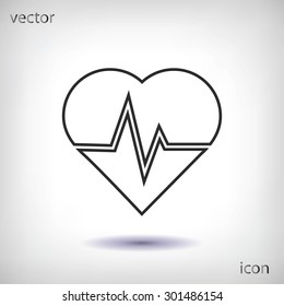 The heart and cardiogram icon