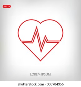 The heart and cardiogram icon