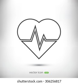 The heart and cardiogram icon